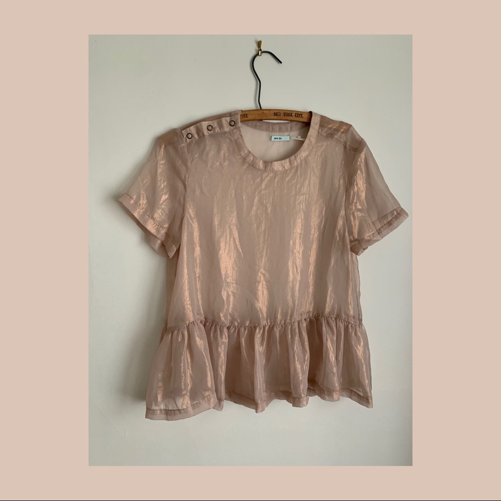 Urban Outfitters Sheer Iridescent Peplum Top